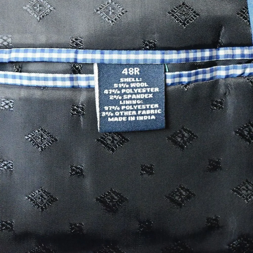 Saddlebred 48R Navy‎ Blue Stretch Wool Gold Button Mens Blazer Sport Coat Jacket